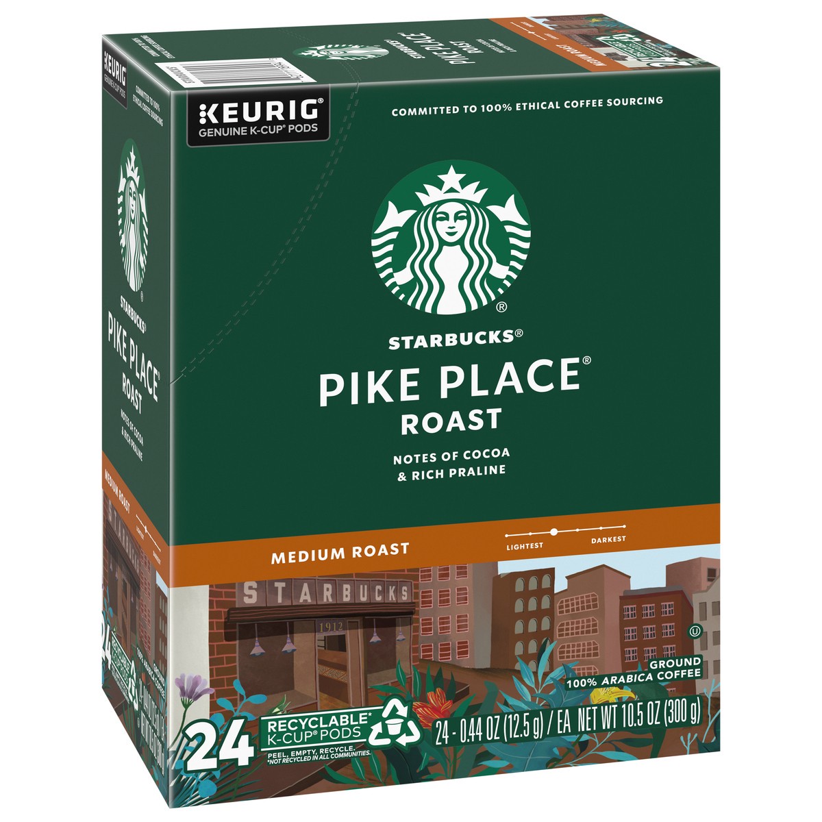 slide 3 of 9, Starbucks K-Cup Coffee Pods—Medium Roast Coffee—Pike Place Roast—100% Arabica—1 box - 24 ct, 1 ct