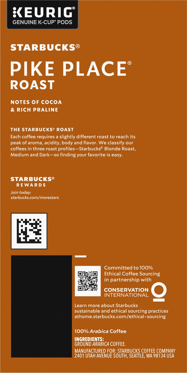 slide 5 of 9, Starbucks K-Cup Coffee Pods—Medium Roast Coffee—Pike Place Roast—100% Arabica—1 box - 24 ct, 1 ct