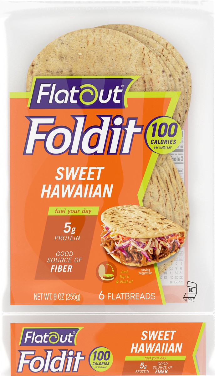 slide 3 of 14, Flatout Foldit Sweet Hawaiian Flatbread 6ct, 9 oz, 9 oz