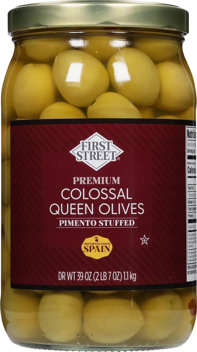 slide 5 of 13, First Street Fs Premium Colossal Qn Olvs Pmnt0 Stfd, 39 oz