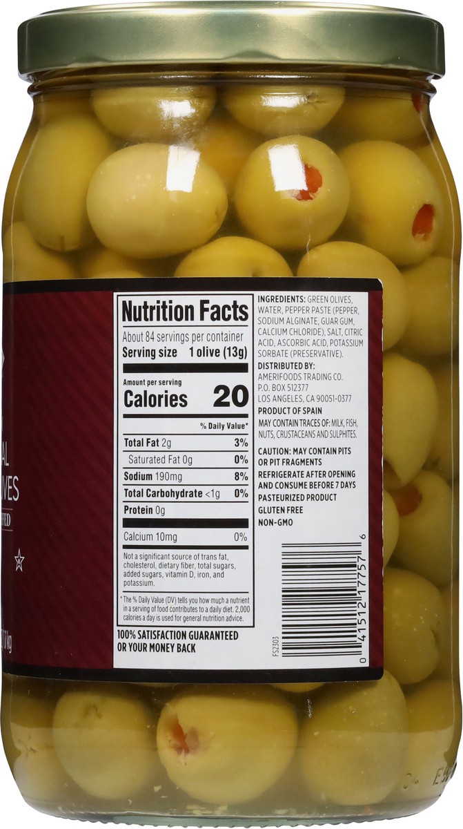 slide 7 of 13, First Street Fs Premium Colossal Qn Olvs Pmnt0 Stfd, 39 oz