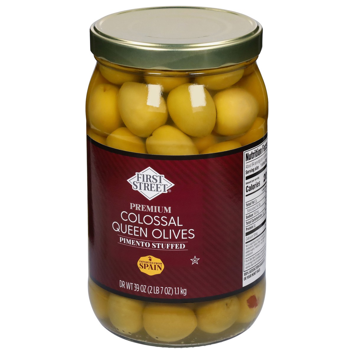 slide 12 of 13, First Street Fs Premium Colossal Qn Olvs Pmnt0 Stfd, 39 oz