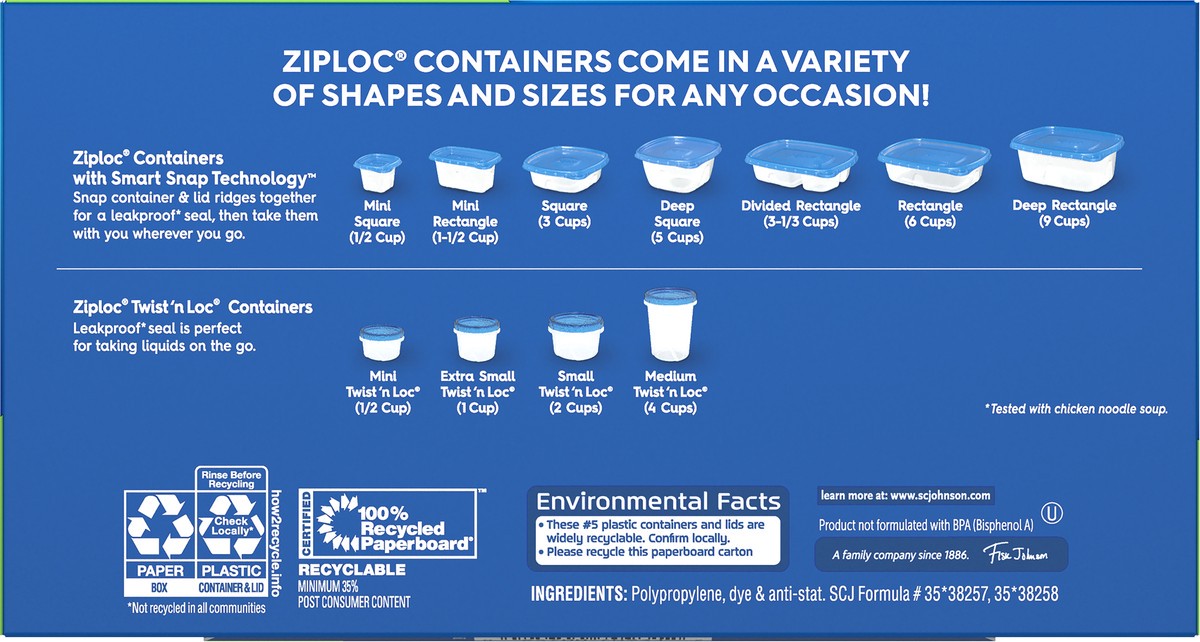 slide 6 of 7, Ziploc Brand, Food Storage Containers with Lids, Smart Snap Technology, Mini Square, 8 ct, 8 ct