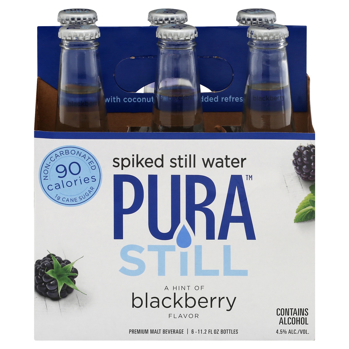 slide 1 of 1, Pura Still Still Water, Spiked, Blackberry, 6 ct; 11.2 oz