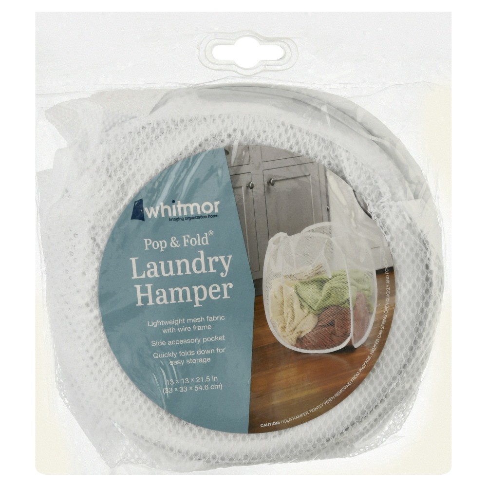 slide 1 of 2, Whitmor Pop & Fold White Laundry Hamper 1 ea, 1 ct