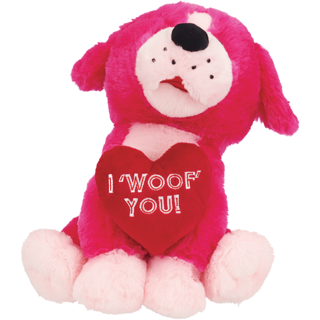 slide 1 of 1, RED AND PINK Animated Plush-Singing Swaying Dog, 1 ct