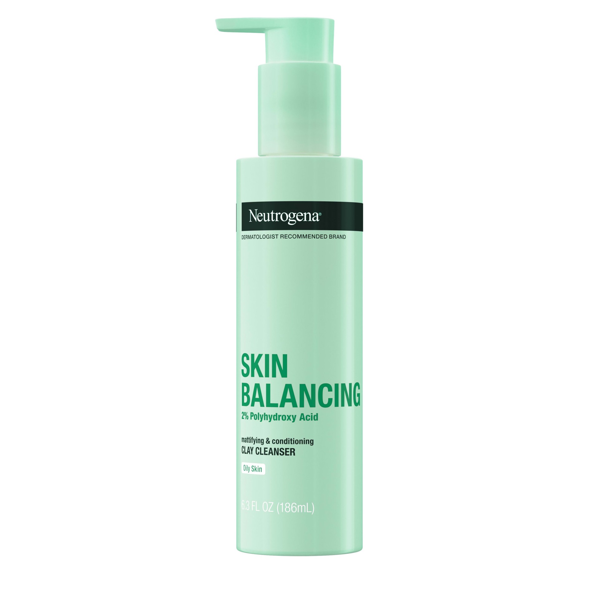 slide 1 of 1, Neutrogena Skin Balancing Kaolin Clay Cleanser with 2% Polyhydroxy Acid (PHA), Mattifying & Conditioning Face Wash for Oily Skin, Paraben-Free, Soap-Free, Sulfate-Free, 6.3 oz, 6.30 fl oz