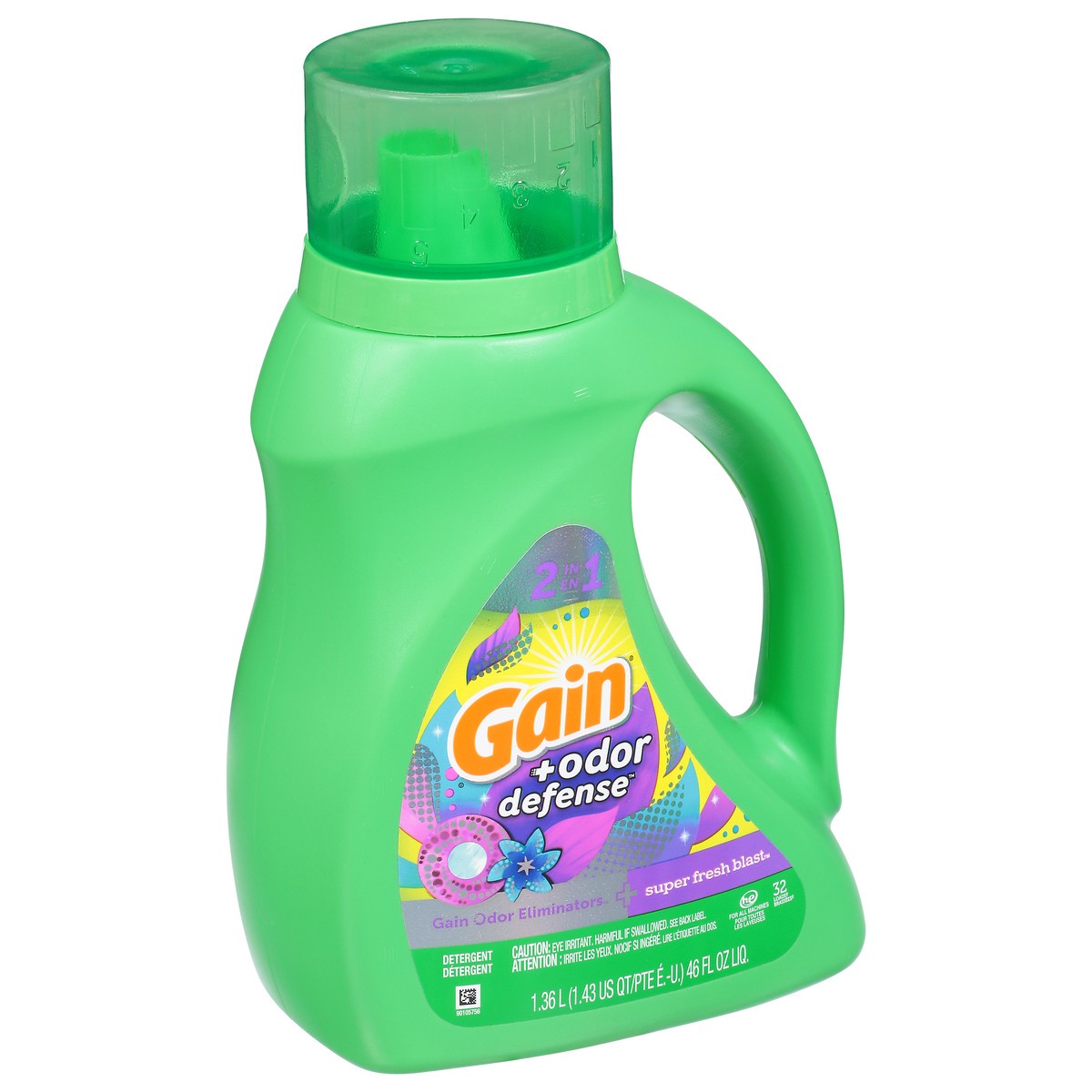 slide 11 of 11, Gain +Odor Defense 2 in 1 Super Fresh Blast Detergent 46 fl oz, 46 fl oz