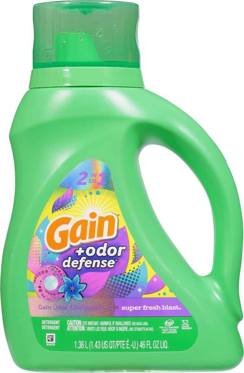 slide 6 of 11, Gain +Odor Defense 2 in 1 Super Fresh Blast Detergent 46 fl oz, 46 fl oz