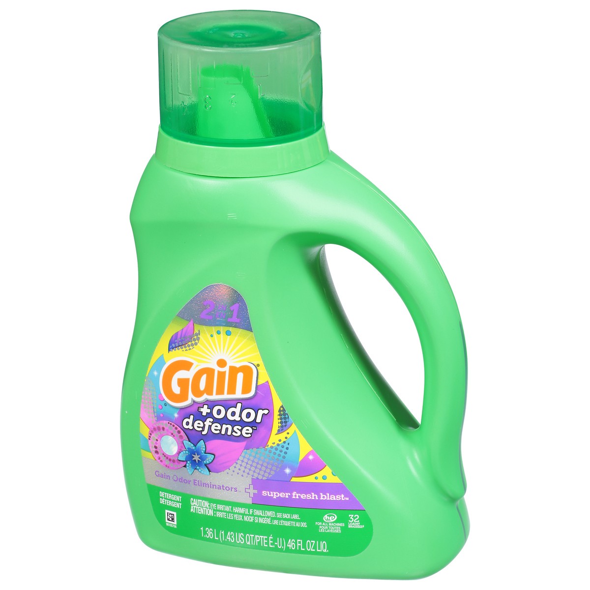slide 4 of 11, Gain +Odor Defense 2 in 1 Super Fresh Blast Detergent 46 fl oz, 46 fl oz