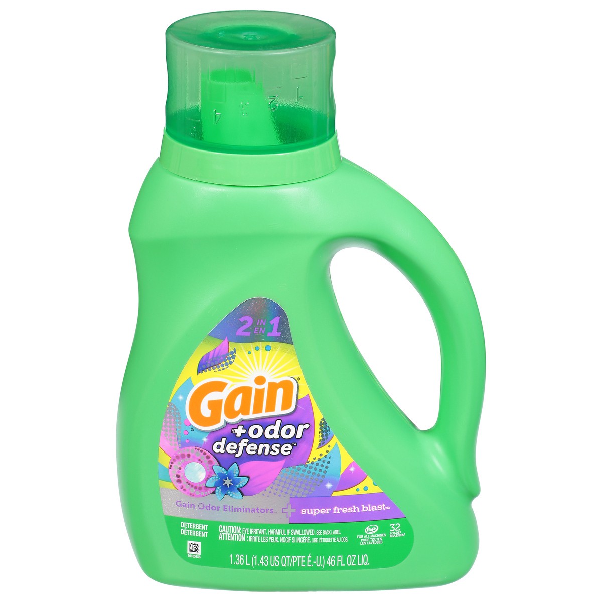 slide 1 of 11, Gain +Odor Defense 2 in 1 Super Fresh Blast Detergent 46 fl oz, 46 fl oz