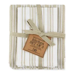 Design Imports India Feather Gray Classic Stripe Heavyweight Kitchen Towel