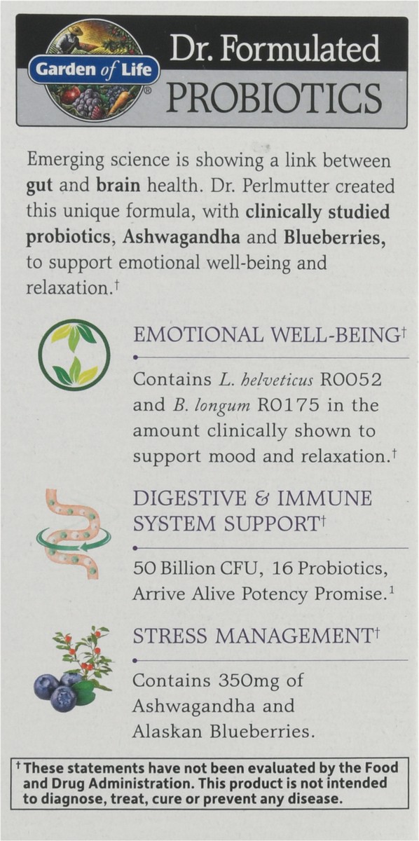 slide 7 of 9, Garden of Life Probiotics, Mood+, Vegetarian Capsules, 30 ct