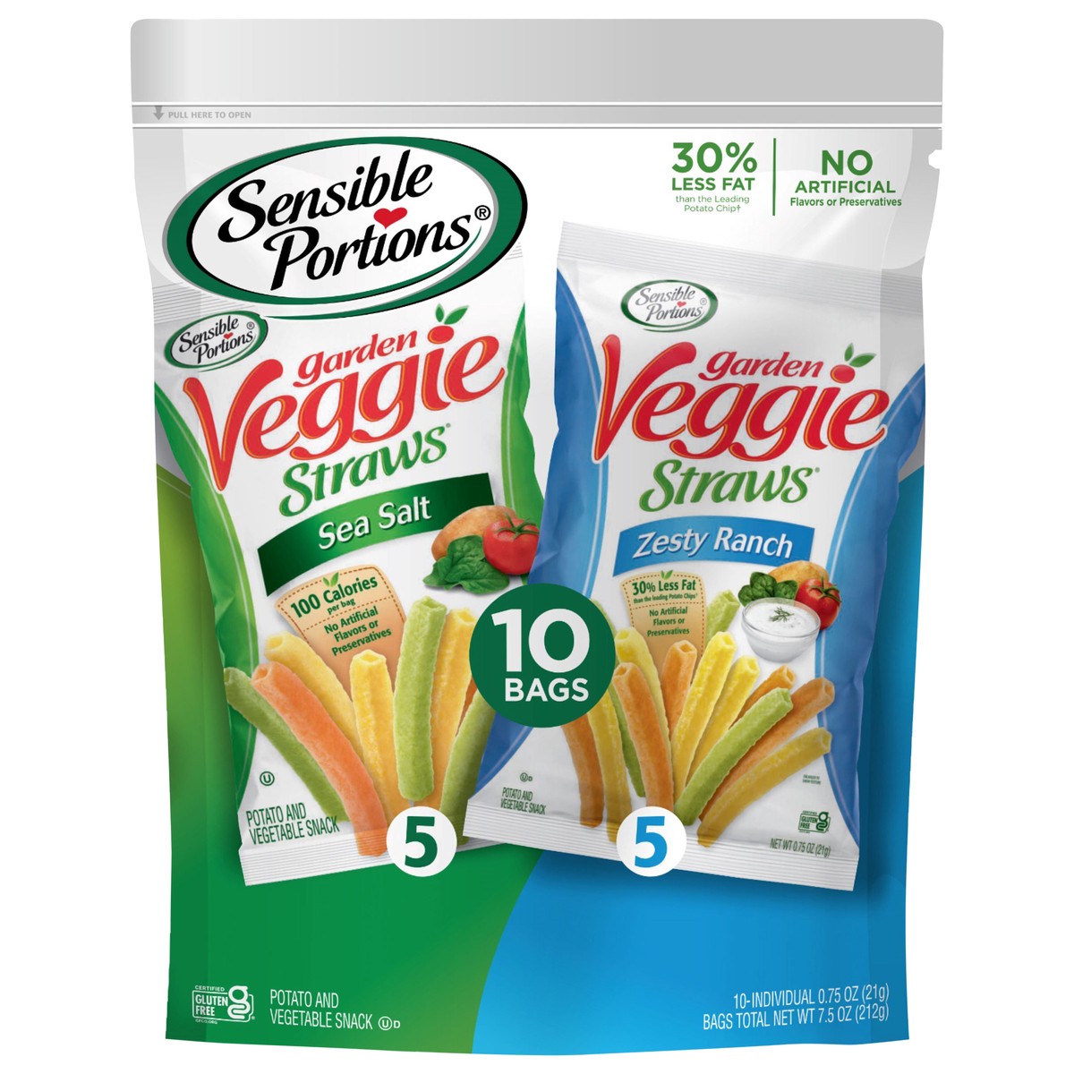 slide 1 of 3, Sensible Portions Potato and Vegetable Snack 10 - 0.75 oz Bags, 10 ct