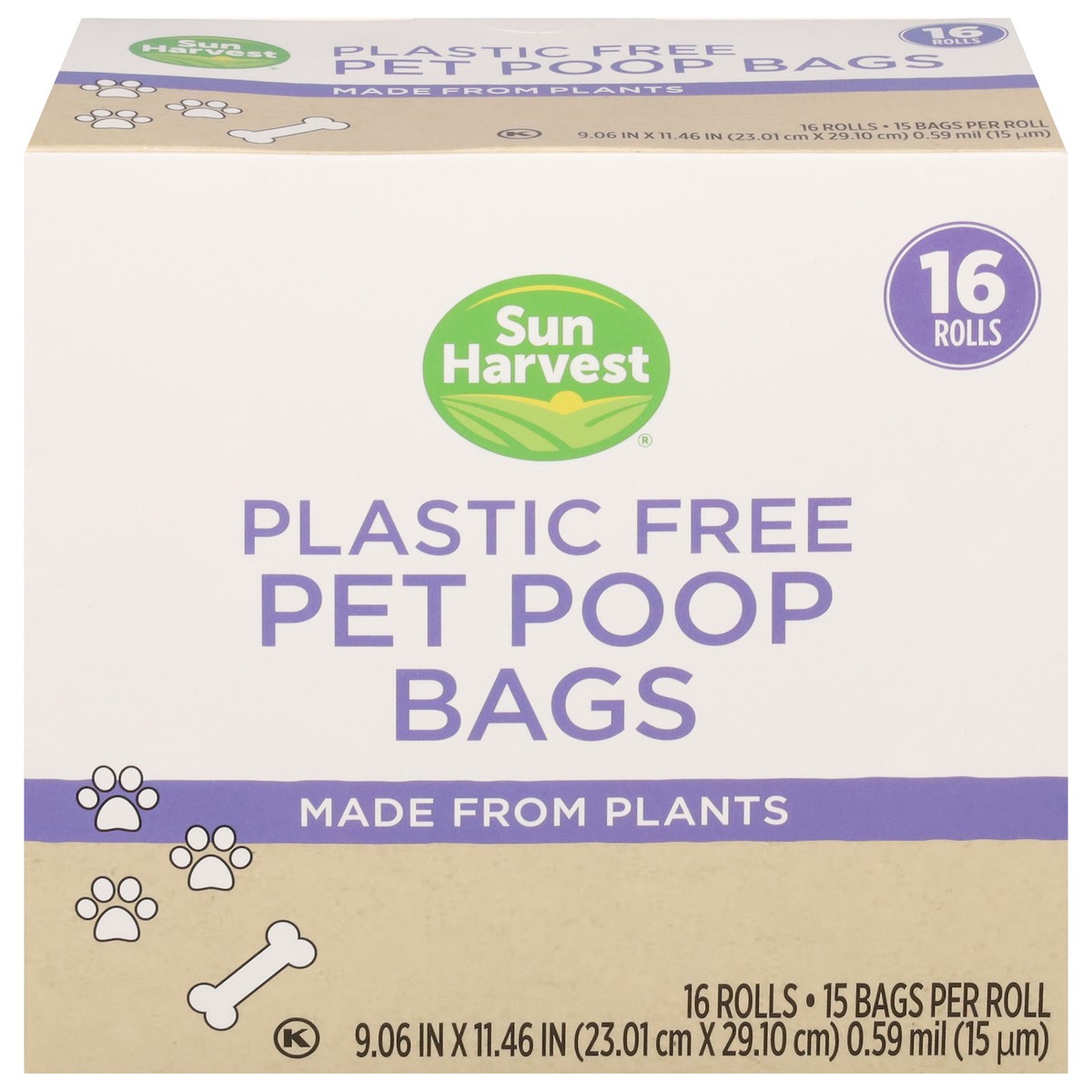 slide 1 of 12, Sun Harvest Plastic Free Pet Poop Bags Made From Plants, 1 ct