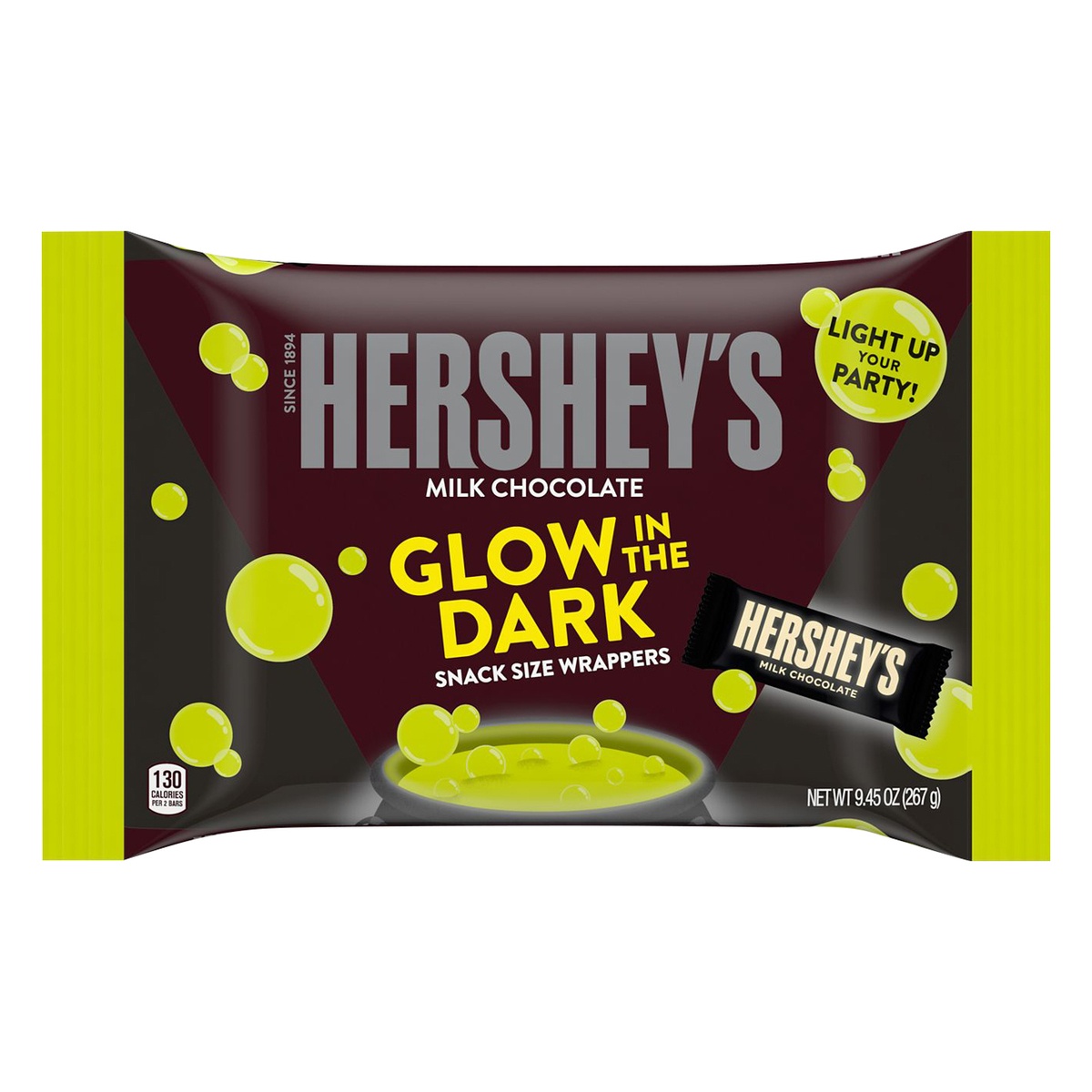 slide 1 of 1, Hershey's Halloween Milk Chocolate Bars with Glow in the Dark Wrappers, 9.45 oz
