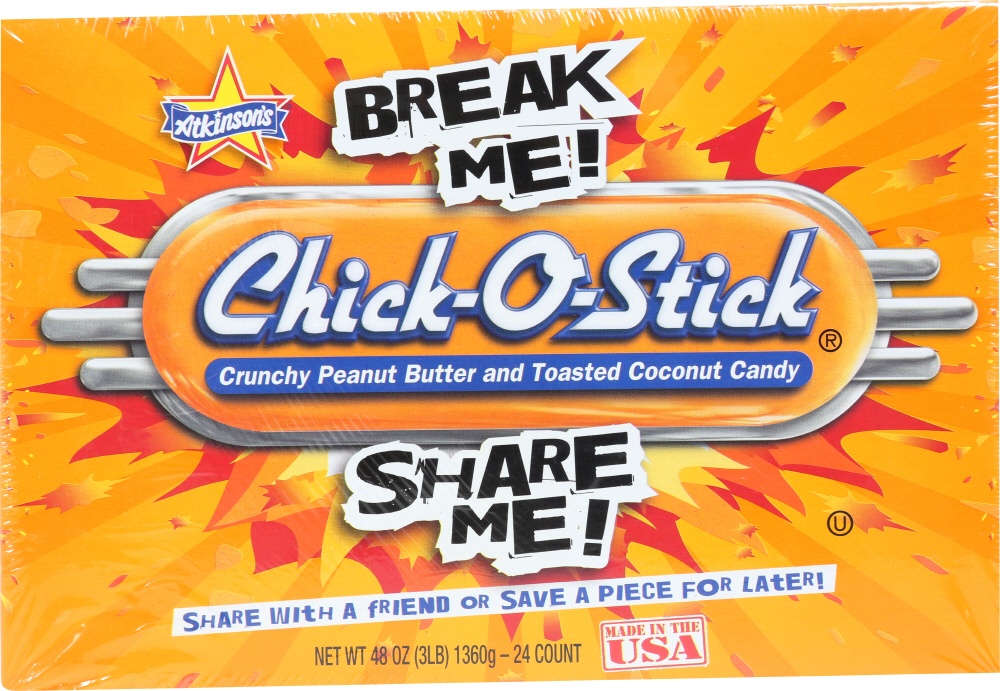 slide 1 of 1, Atkinson's Chick-O-Sticks Crunchy Peanut Butter And Toasted Coconut Candy, 2 oz