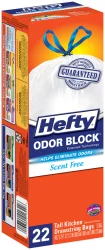 Hefty Unscented Odor Block Cinch Sak Tall Drawstring Kitchen Bags