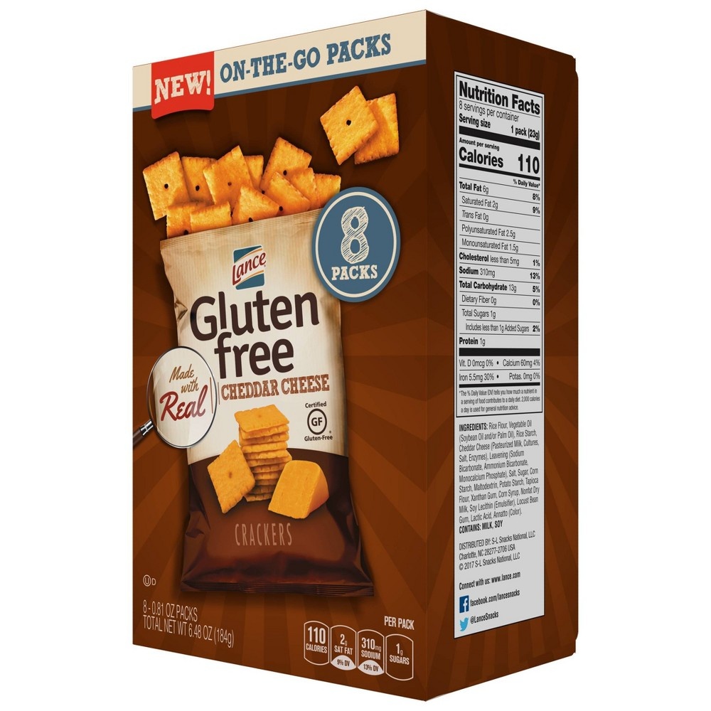 slide 3 of 5, Lance Gluten Free Cheddar Cheese Crackers, 6.48 oz