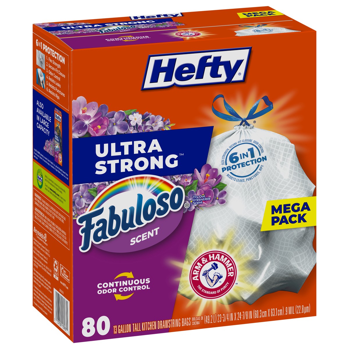 slide 9 of 9, Hefty Ultra Strong Tall Fabuloso Scent Kitchen Drawstring Bags Mega Pack 80 ea, 80 ct
