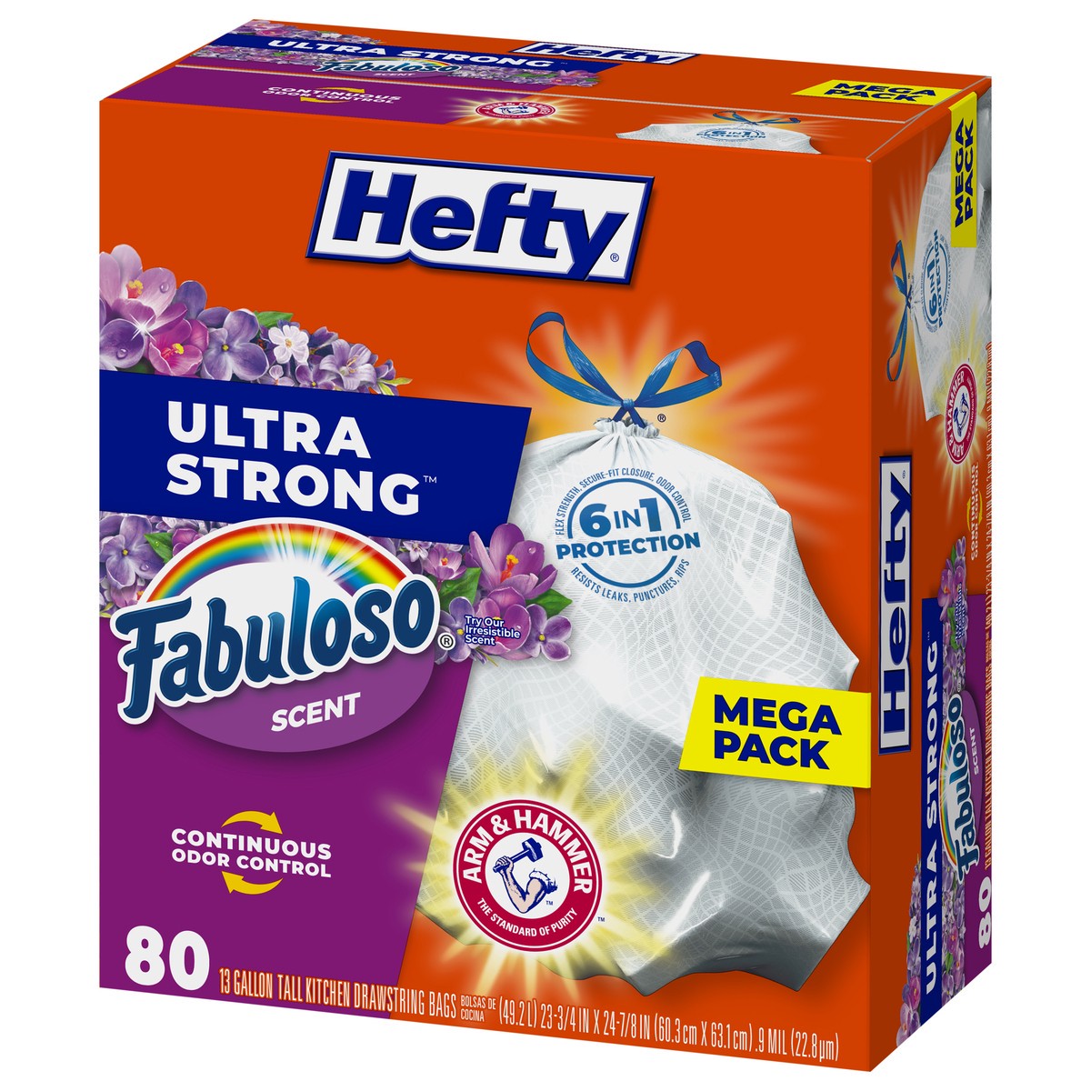 slide 6 of 9, Hefty Ultra Strong Tall Fabuloso Scent Kitchen Drawstring Bags Mega Pack 80 ea, 80 ct
