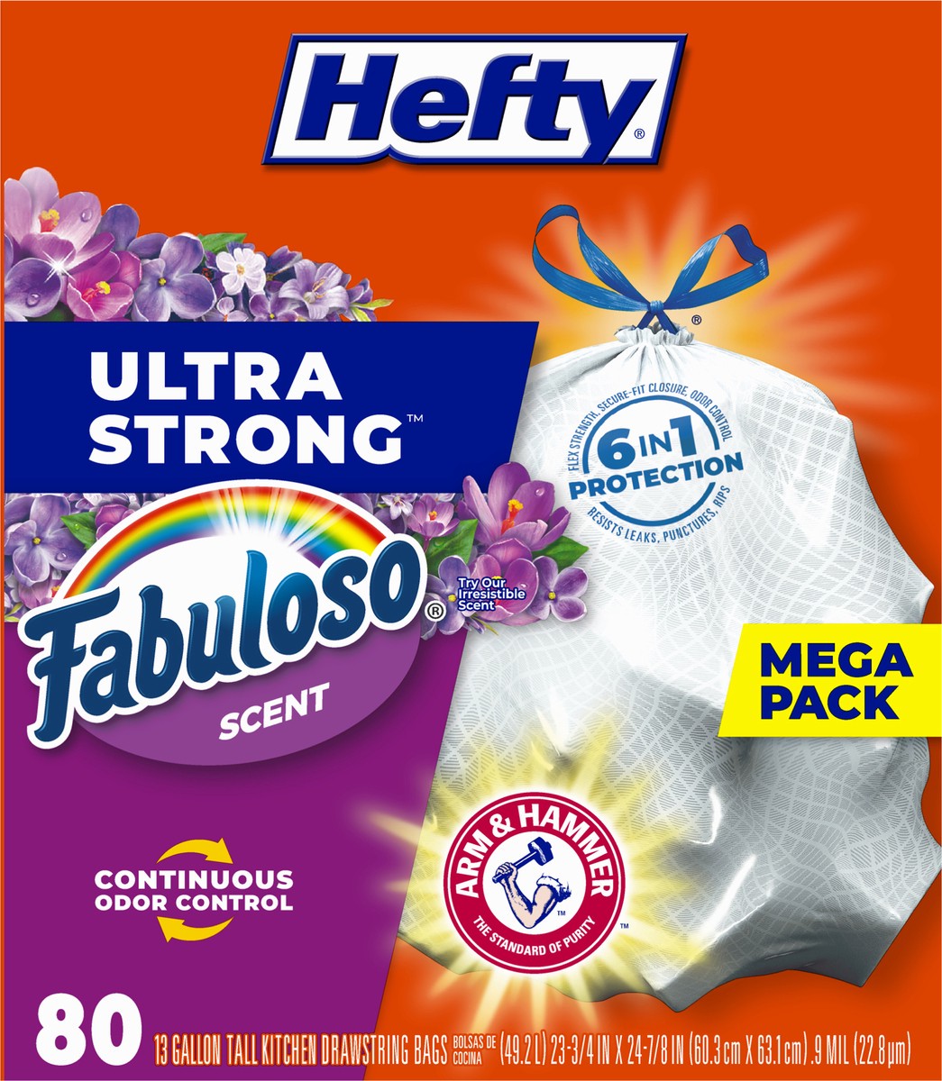 slide 3 of 9, Hefty Ultra Strong Tall Fabuloso Scent Kitchen Drawstring Bags Mega Pack 80 ea, 80 ct