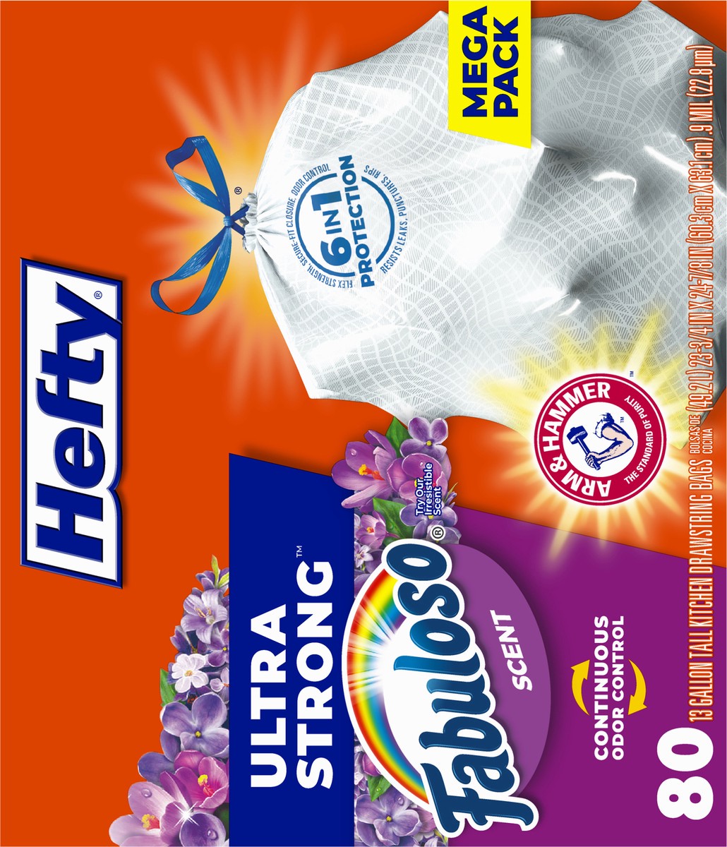 slide 5 of 9, Hefty Ultra Strong Tall Fabuloso Scent Kitchen Drawstring Bags Mega Pack 80 ea, 80 ct