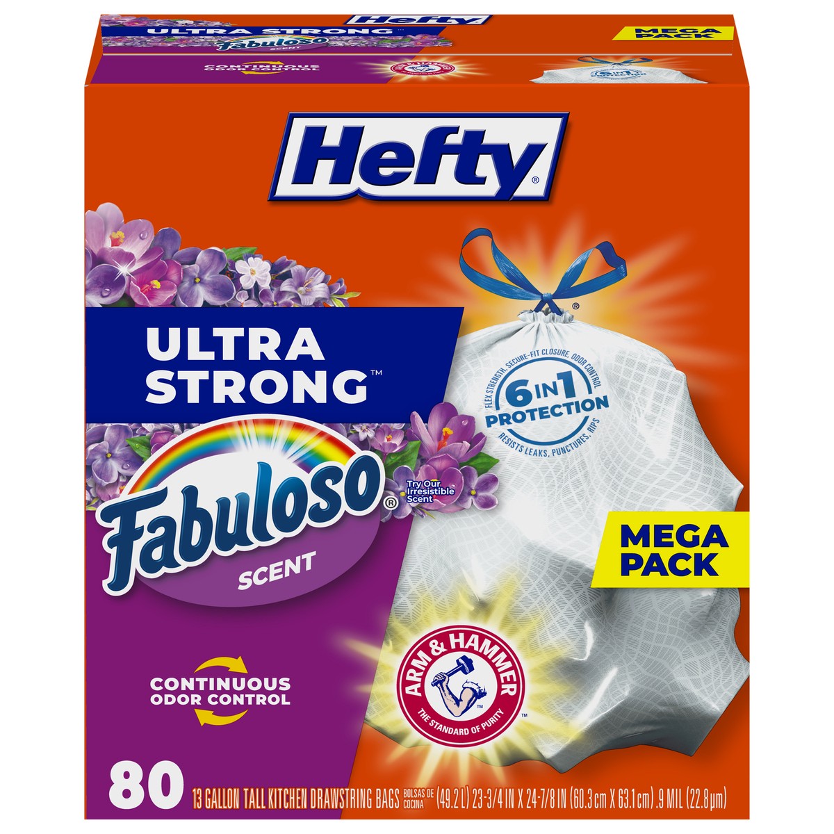 slide 2 of 9, Hefty Ultra Strong Tall Fabuloso Scent Kitchen Drawstring Bags Mega Pack 80 ea, 80 ct