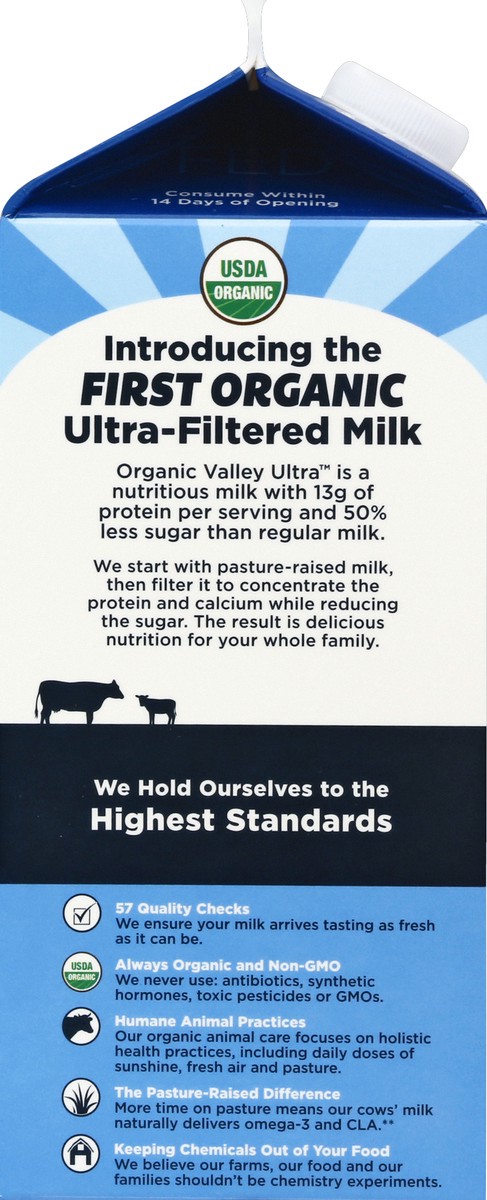 slide 2 of 6, Organic Valley Ultra 2% Reduced Fat Ultra-Filtered Organic Milk, 56 fl oz