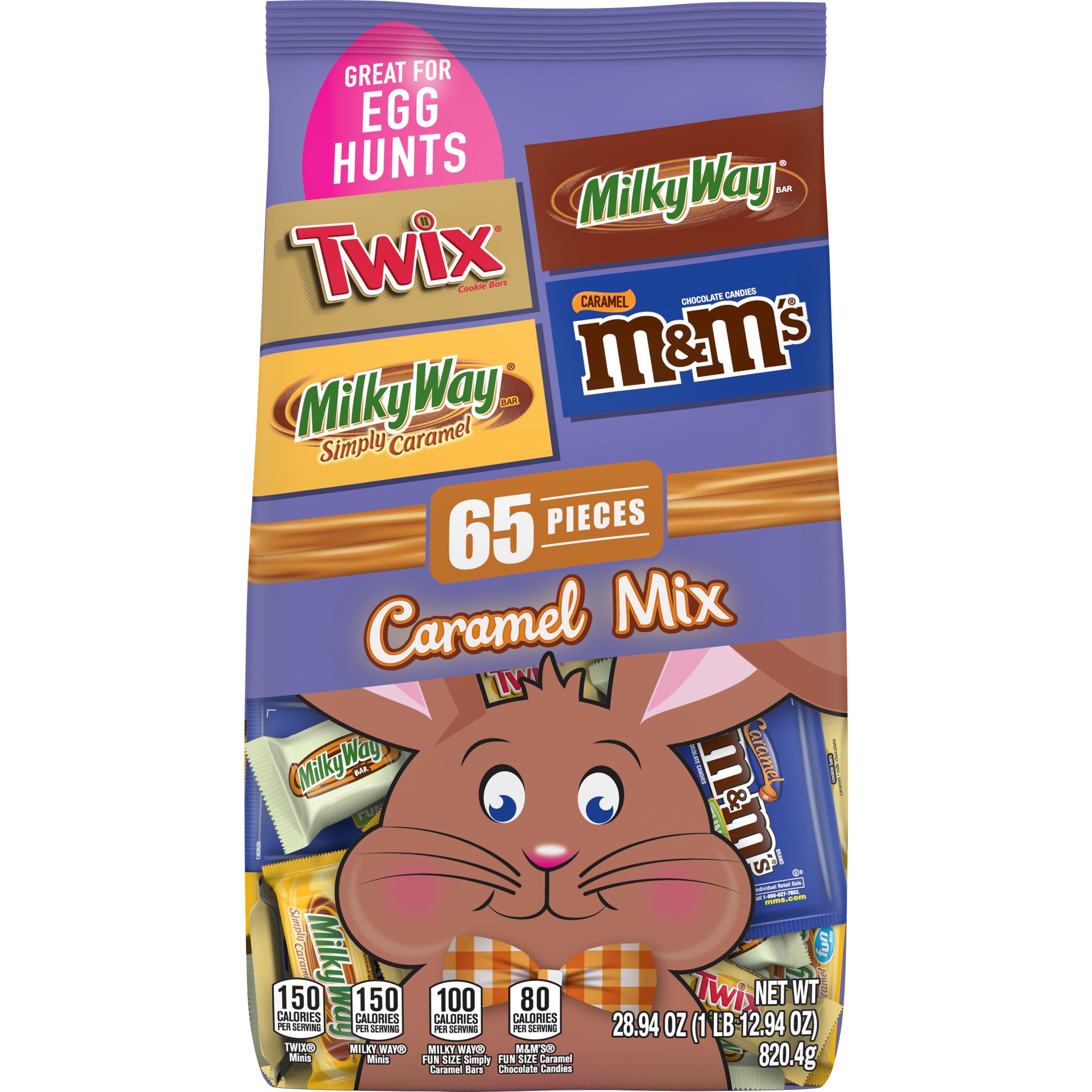 slide 1 of 1, Mars Caramel Variety Easter Chocolate Candy Mix, 65-Piece Bag, 28.94 oz