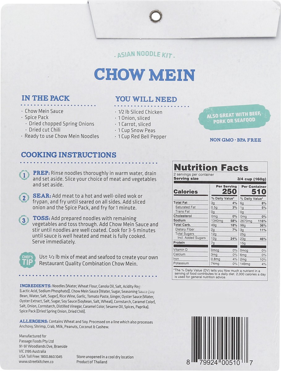 slide 5 of 9, Street Kitchen Chow Mein Asian Noodle Kit 11.3 oz, 11 oz