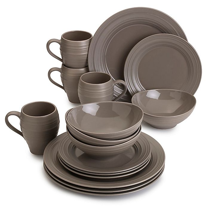 slide 1 of 1, Mikasa Swirl Dinnerware Set - Mocha, 16 ct