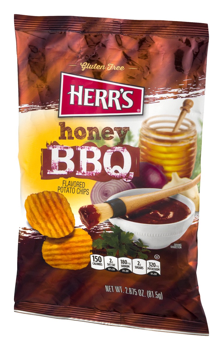 slide 4 of 9, Herr's Potato Chips, Honey Barbecue, 2.625 oz