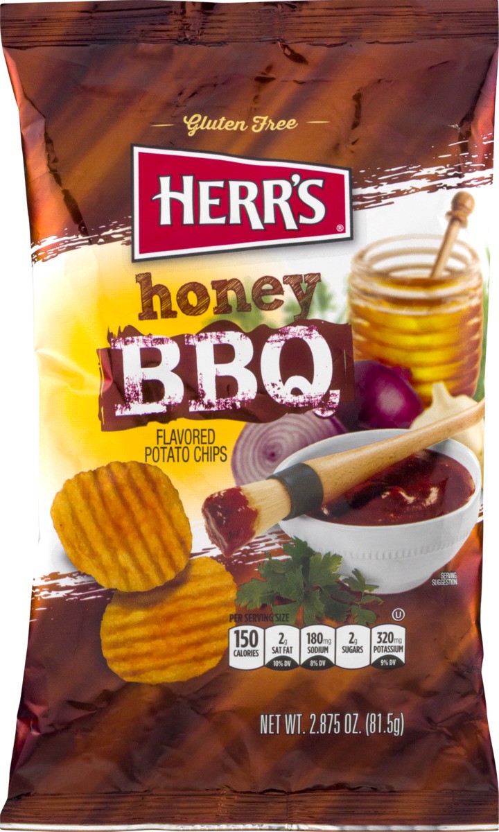 slide 8 of 9, Herr's Potato Chips, Honey Barbecue, 2.625 oz