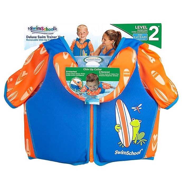 slide 2 of 2, SwimSchool Small/Medium Swim Trainer Deluxe Vest - Blue/Orange, 1 ct
