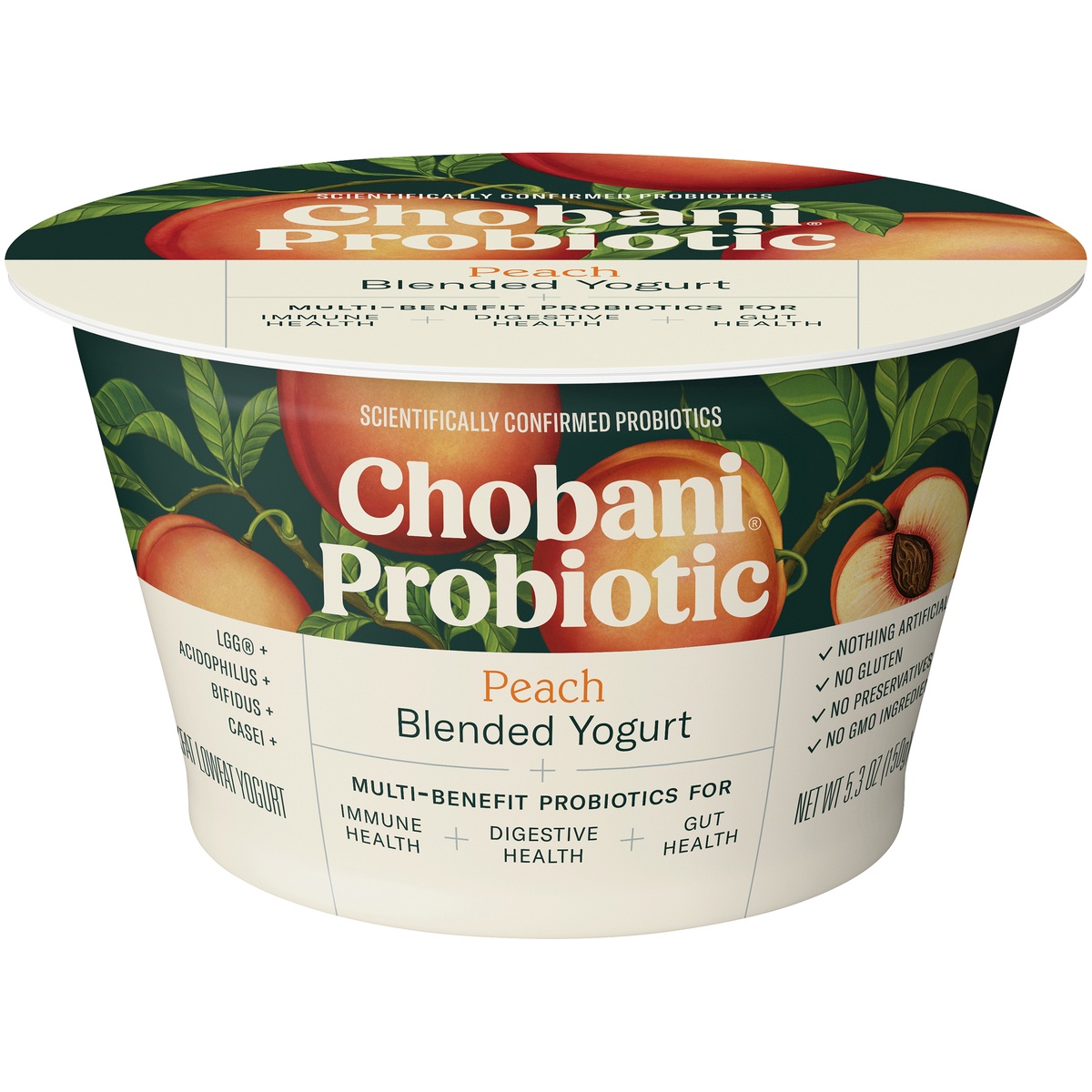 slide 1 of 1, Chobani Probiotic Greek Yogurt Peach, 5.3 oz