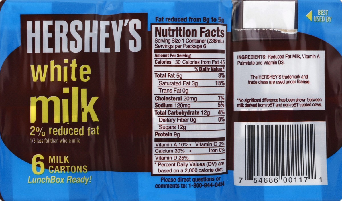 slide 3 of 4, Hershey's White Milk 2% Reduced Fat, 6 ct; 8 oz