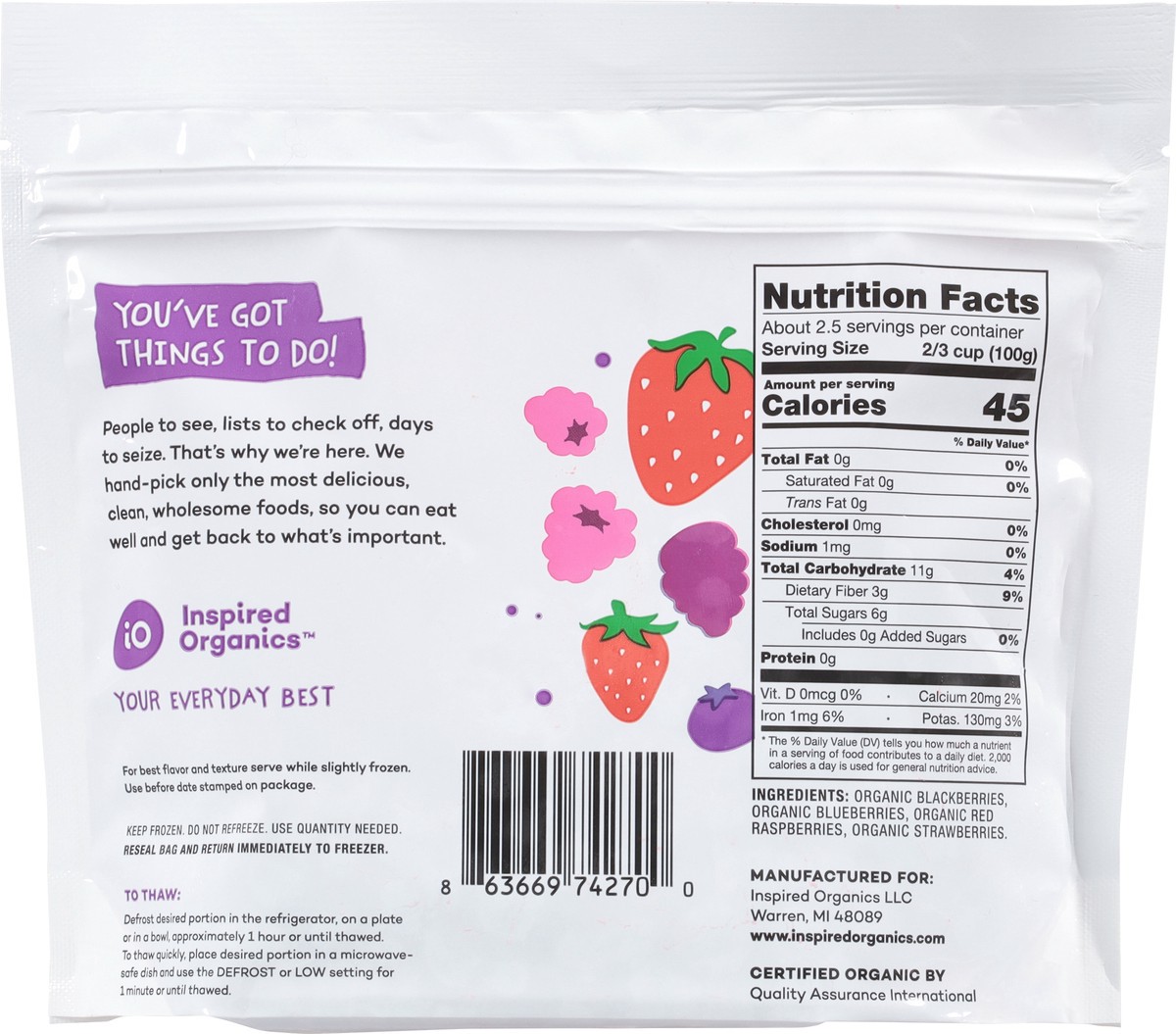 slide 4 of 9, Inspired Organics Organic Berry Blend 10 oz, 10 oz