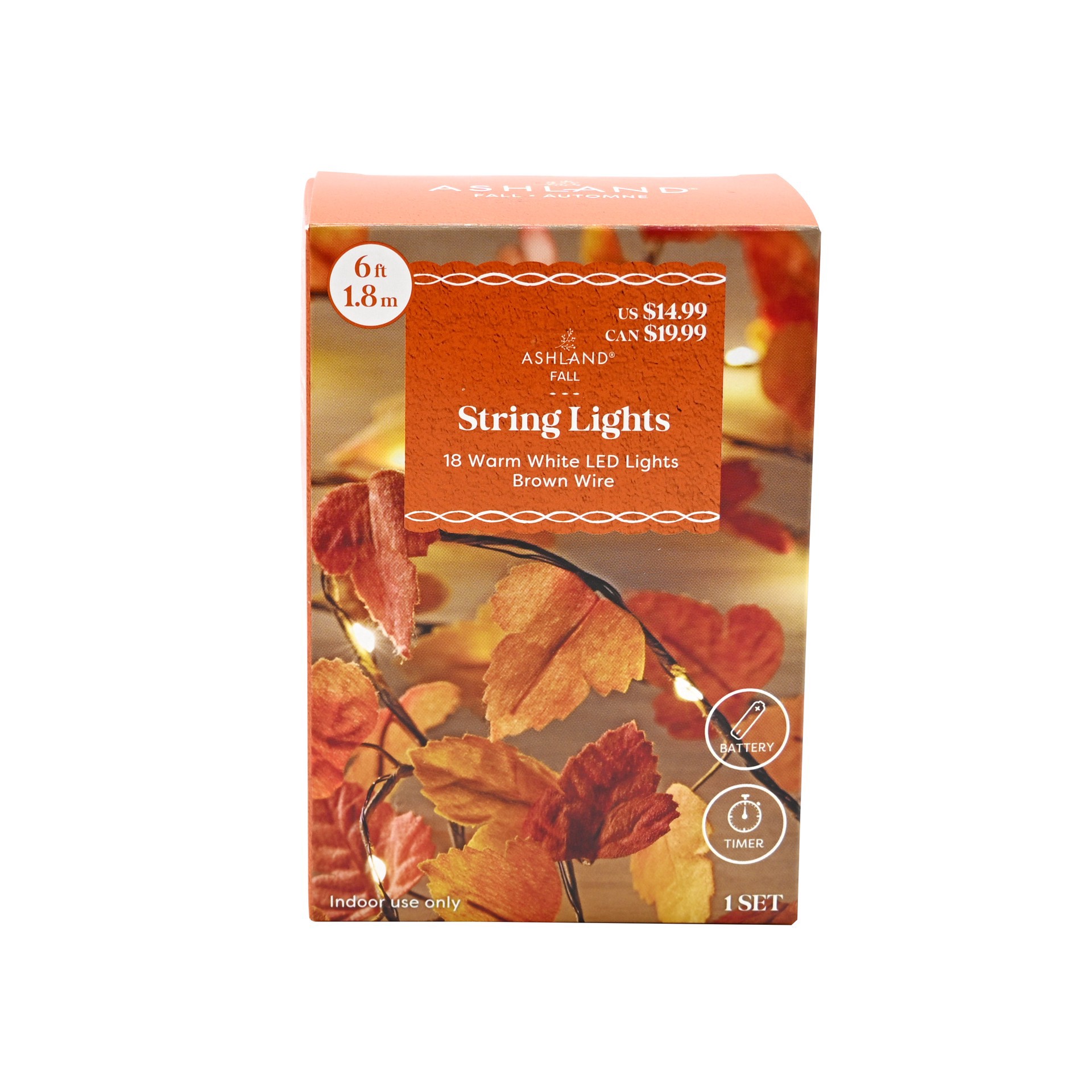 slide 3 of 4, 18ct. Warm White Led Brown Maple Leaf String Lights By Ashland, 18 ct