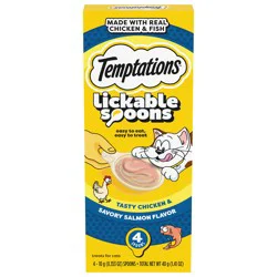 Temptations Lickable Spoons Tasty Chicken & Savory Salmon Flavor Treats for Cats 4 - 10 g Spoons