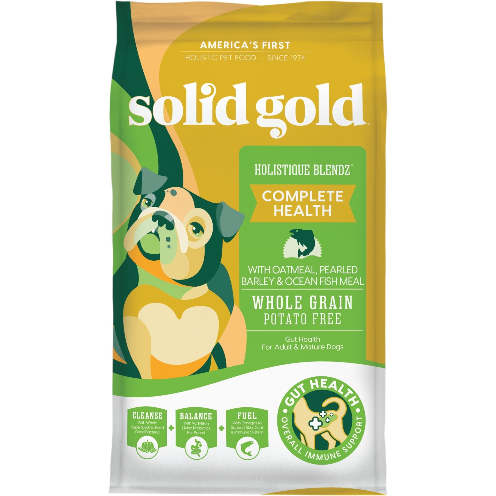 slide 1 of 1, Solid Gold Holistique Blendz Oatmeal, Pearled Barley & Ocean Fish Meal Adult Dog Food, 28.5 lb