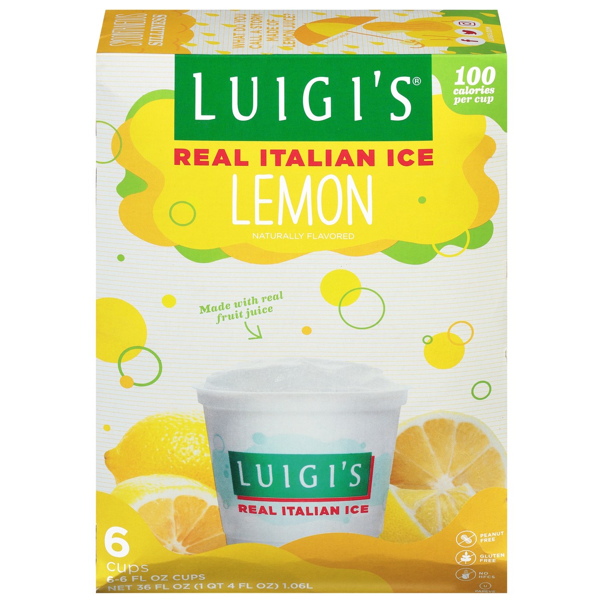slide 1 of 3, Luigi's Lemon Real Italian Ice 6 - 6 fl oz Cups, 6 ct