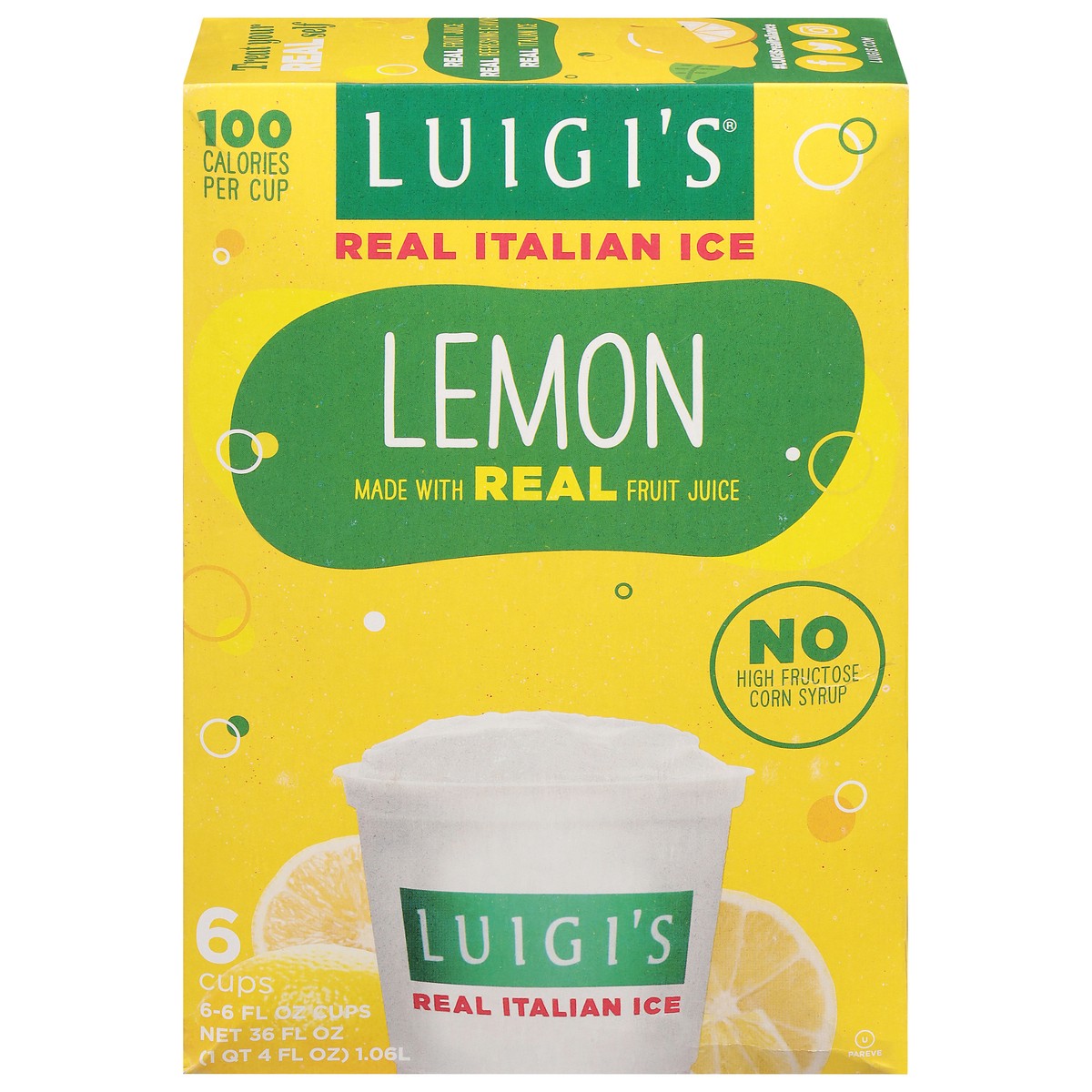 slide 1 of 3, Luigi's Lemon Italian Ice 6 - 6 fl oz Cups, 6 ct