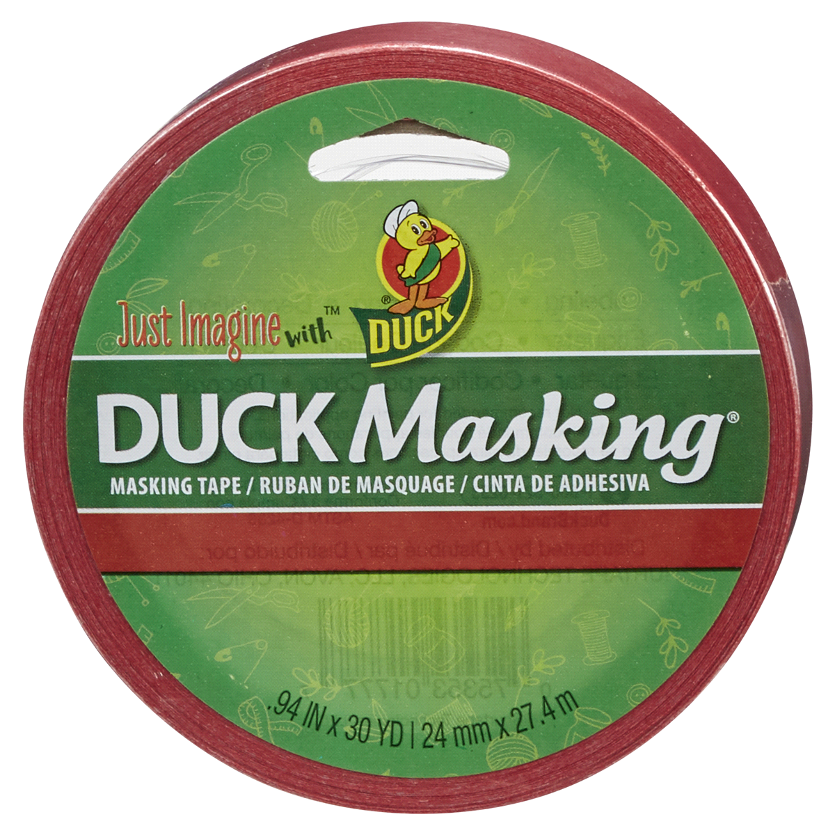 slide 1 of 1, Duck Masking Tape - Red, 0.94 in x 30 yd