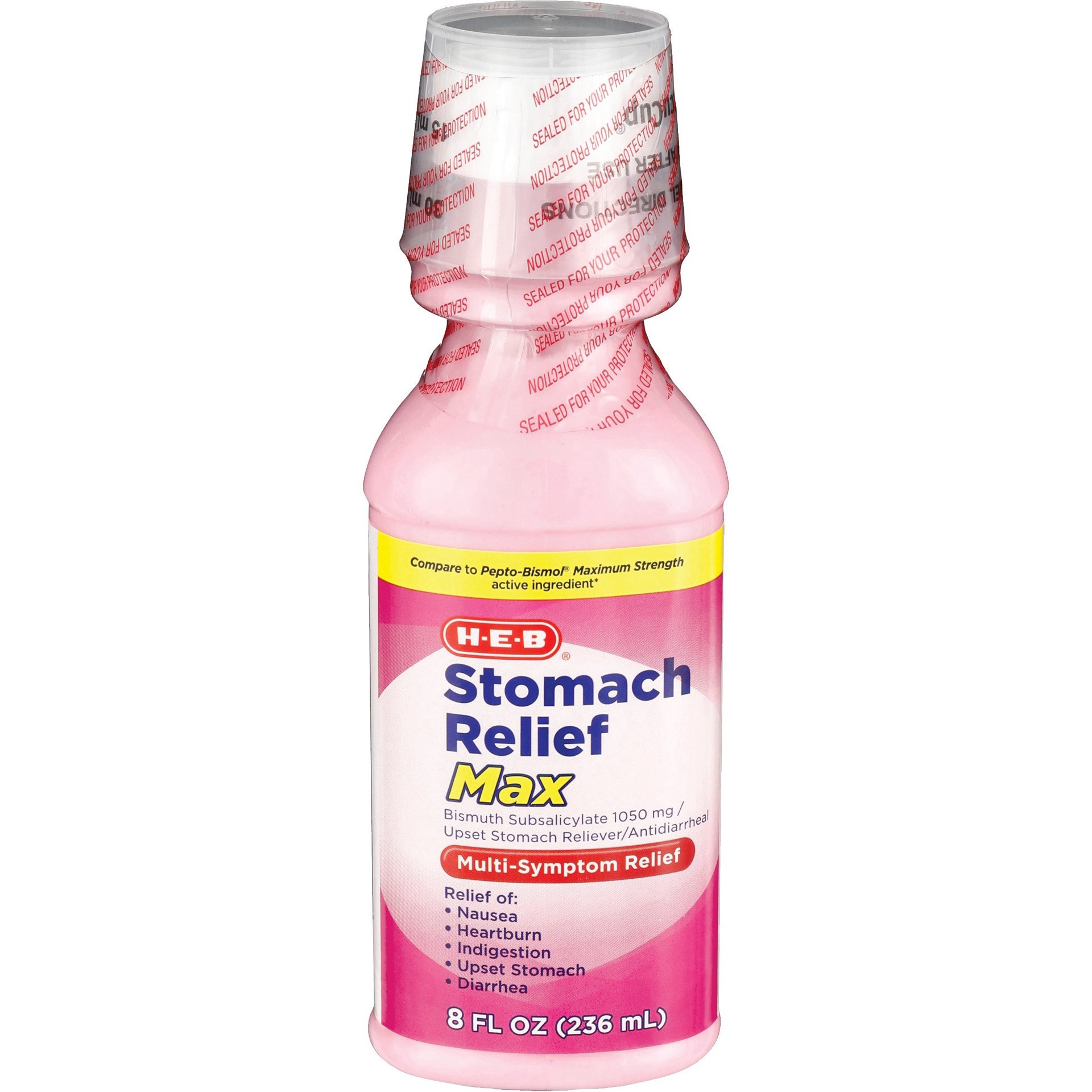 slide 1 of 1, H-E-B Maximum Strength Stomach Relief Liquid, 8 oz