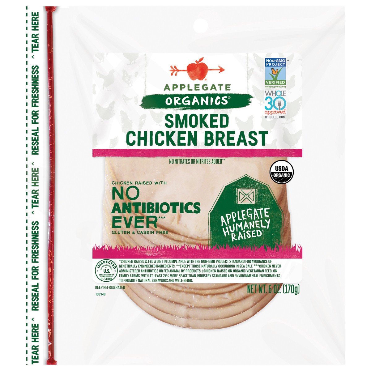 slide 2 of 11, Applegate Smoked Chicken Breast Org, 6 oz