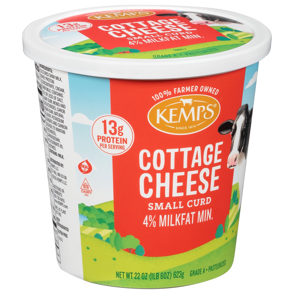 slide 3 of 9, Kemps 4% Small Curd Cottage Cheese - 22oz, 22 oz