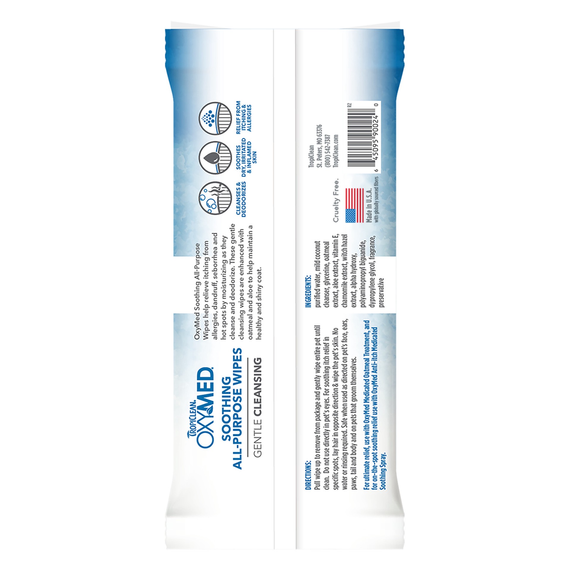 slide 9 of 10, TropiClean OxyMed Soothing Relief All Purpose Pet Wipes, Count of 50, 50 ct