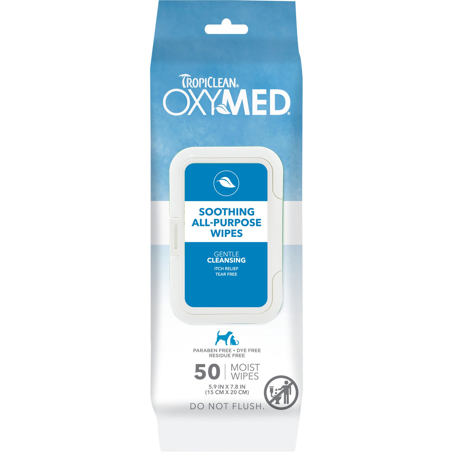 slide 1 of 10, TropiClean OxyMed Soothing Relief All Purpose Pet Wipes, Count of 50, 50 ct