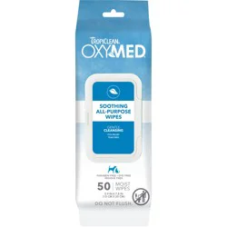 TropiClean OxyMed Soothing Relief All Purpose Pet Wipes, 50 ct